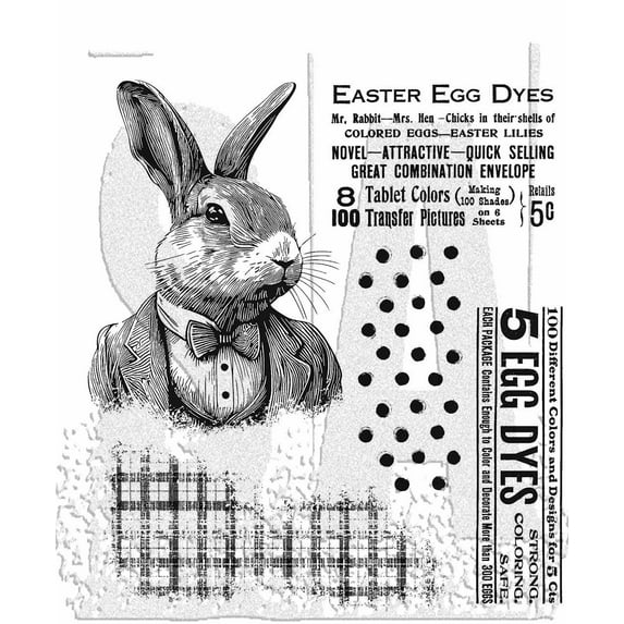 Tim Holtz Cling Stamps 7"X8.5"-Mr. Rabbit