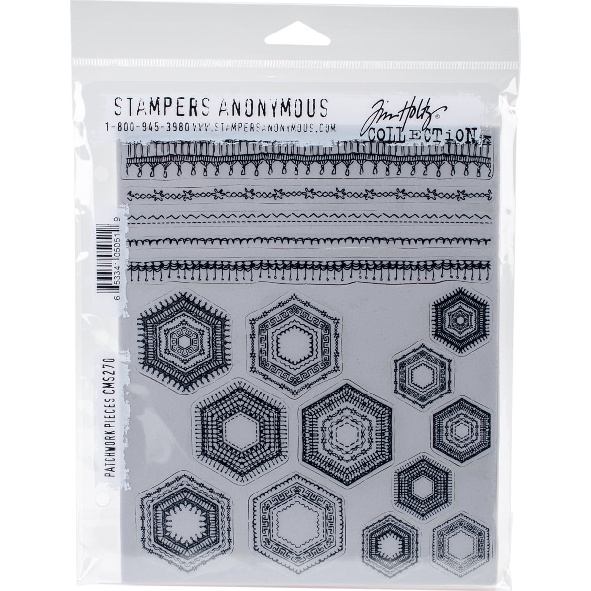 Tim Holtz Cling Stamps 7"X8.5"-Patchwork Pieces, Pk 1, Tim Holtz/Art Gone Wild