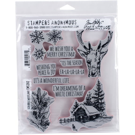 Tim Holtz Cling Stamps 7"X8.5" Scribble Woodland