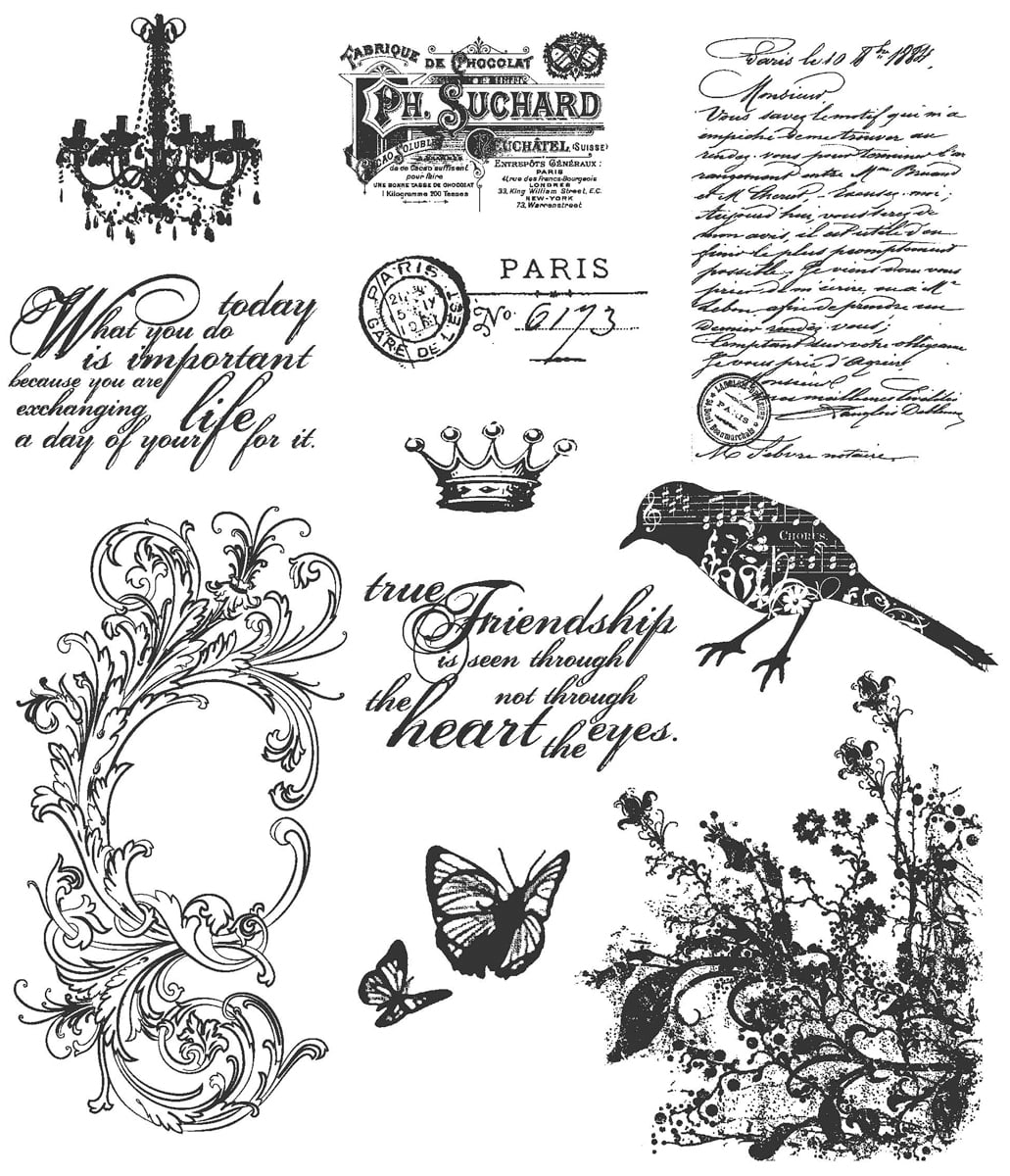 Tim Holtz Cling Stamps 7"X8.5"-Shabby French