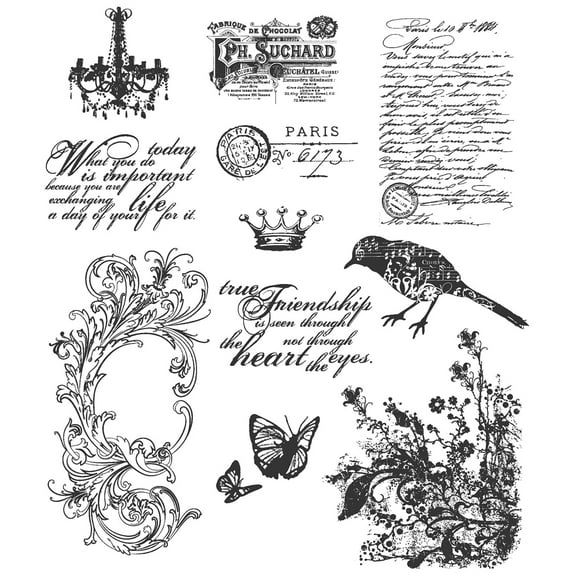 Tim Holtz Cling Stamps 7"X8.5"-Shabby French