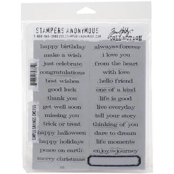 Tim Holtz Cling Stamps 7"X8.5"-Simple Sayings