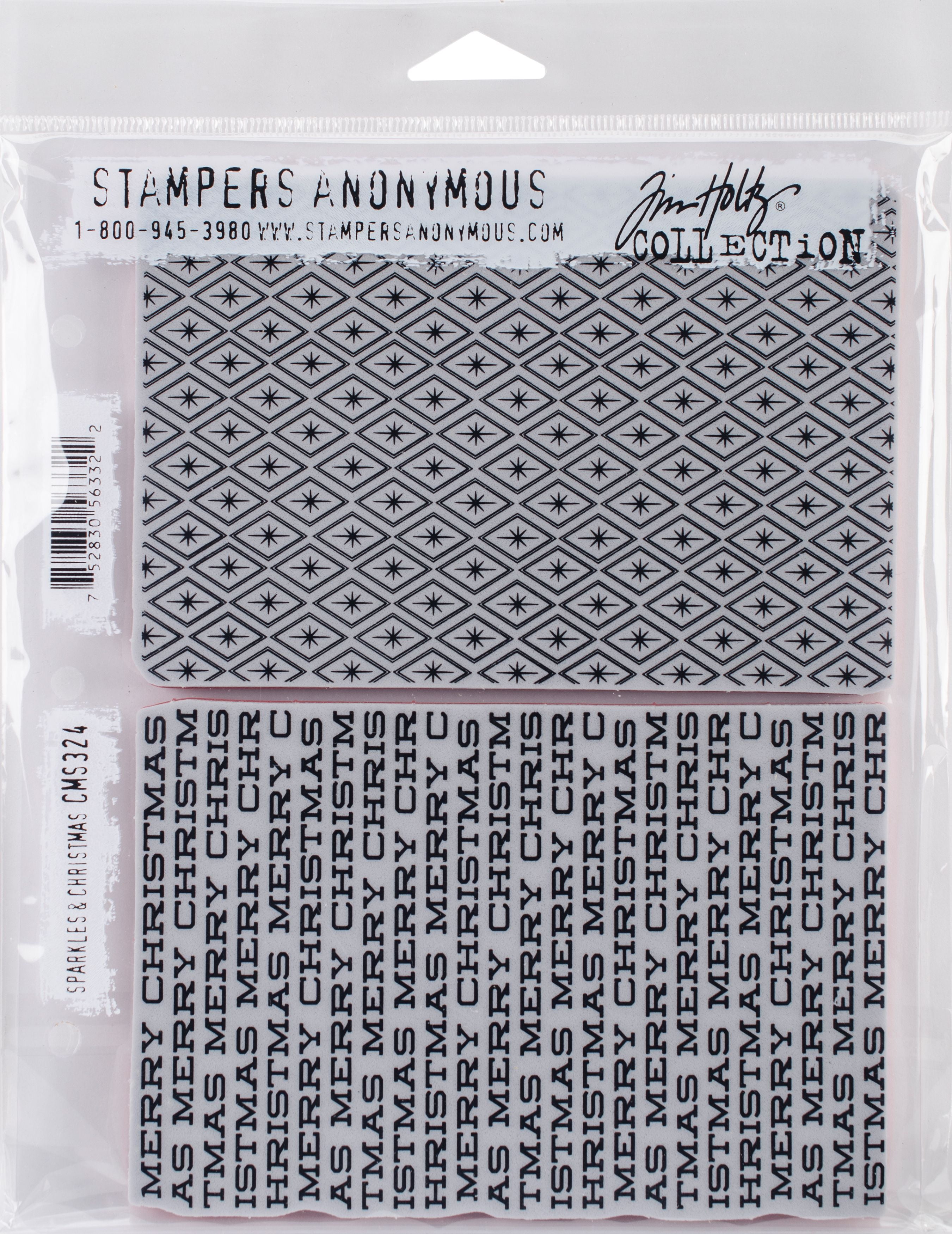 Tim Holtz Cling Stamps 7"X8.5"-Sparkles & Christmas