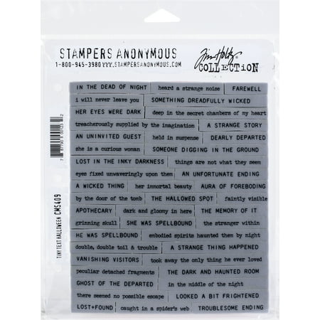 Tim Holtz Cling Stamps 7"X8.5"-Tiny Text Halloween