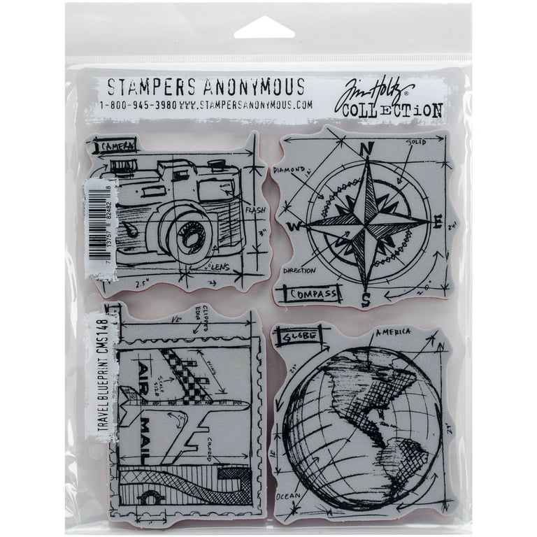 Tim Holtz Cling Stamps 7X8.5-Travel Blueprint 