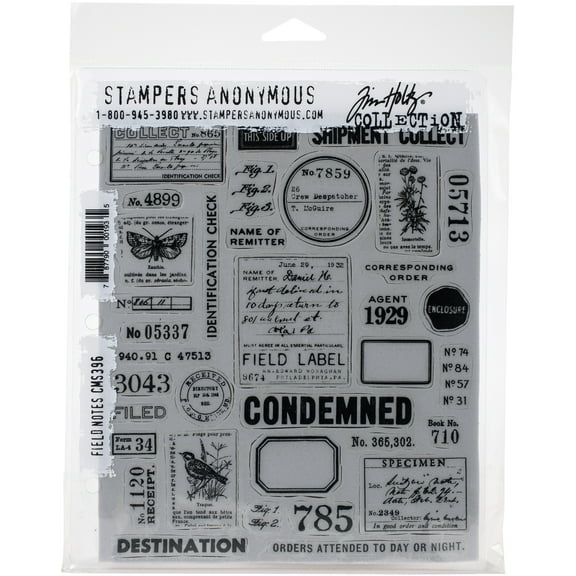 Tim Holtz Cling Stamps 7" x 8.5", Field Notes
