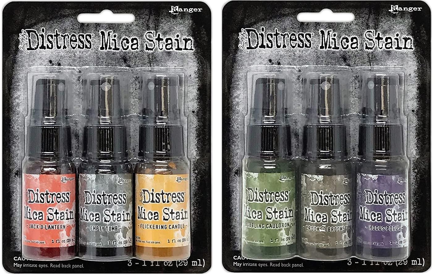 Tim Holtz Distress Halloween Mica Stain Set 1 & Set 2 - 6 Bottles - Two Set Bundle