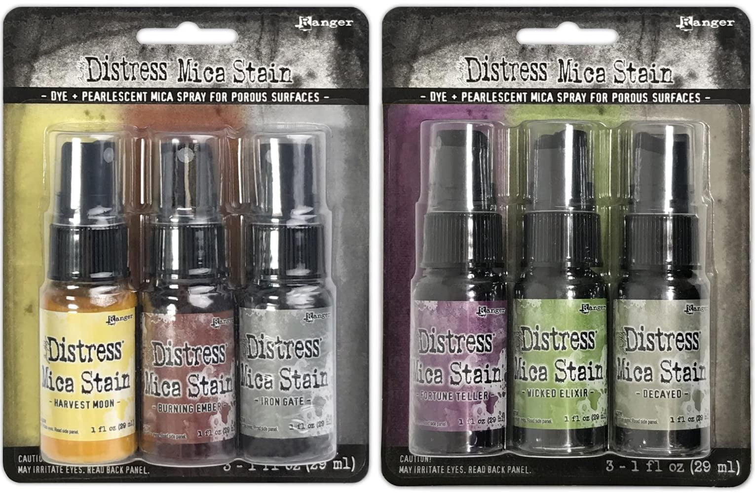 Tim Holtz Distress Mica Stain 2022 Limited Edition - Halloween Set #3 & Set #4 - Six 1 Ounce Bottles, TSHK81104-TSHK81098