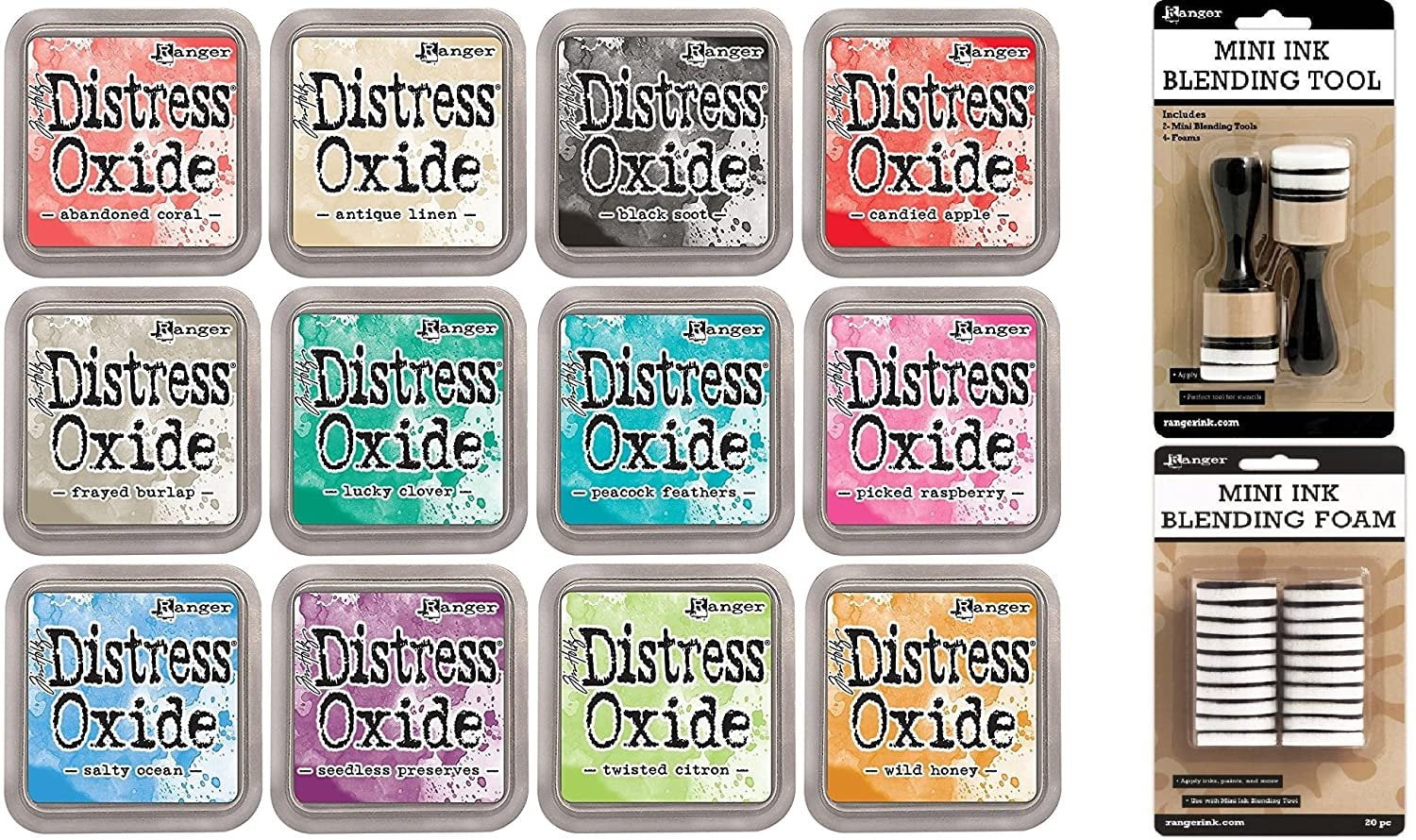 Tim Holtz Distress Oxide Ink Pads Set of 12 and Mini Ink Blending
