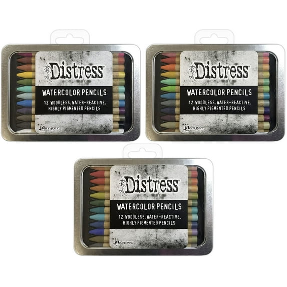Tim Holtz Distress Watercolor Pencils Set 1, 2 and 3-36 Woodless Watercolor Pencils