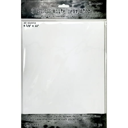Tim Holtz Distress White Heavystock 10/Pkg-8.5"X11"