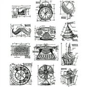 Stampers Anonymous 10822220 Tim Holtz Cling Stamps 7"x8.5"-mini Blueprints #4