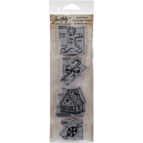 Tim Holtz® Mini Blueprints Strip Cling Rubber Stamps - Christmas #3