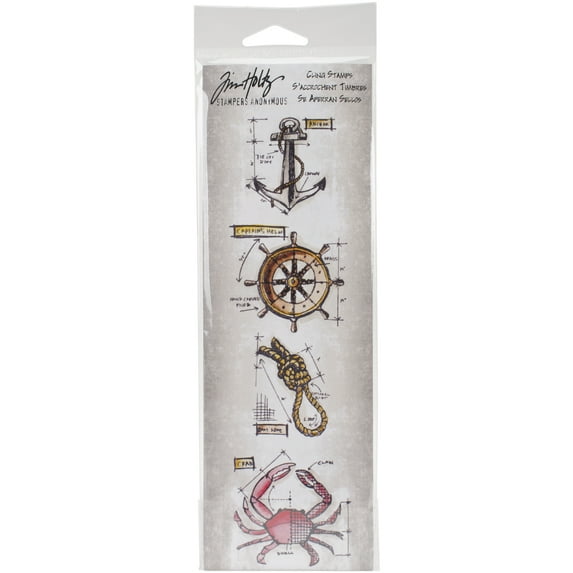Stampers Anonymous 16856156 Tim Holtz Mini Blueprints Strip Cling Stamps 3"x10"-mariner