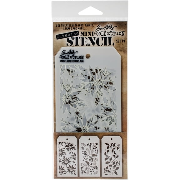 Tim Holtz Mini Layered Stencil Set 3/Pkg Set #19
