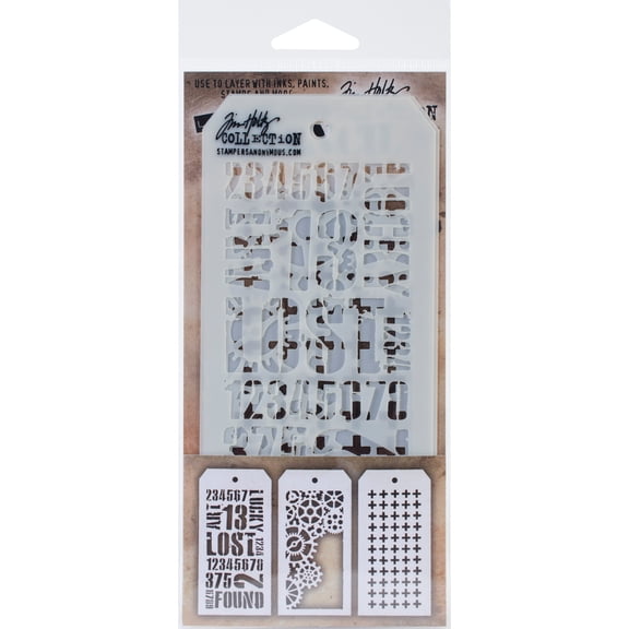 Tim Holtz Mini Layered Stencil Set 3/Pkg-Set #1