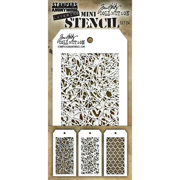 Tim Holtz Mini Layered Stencil Set 3/Pkg-Set #24
