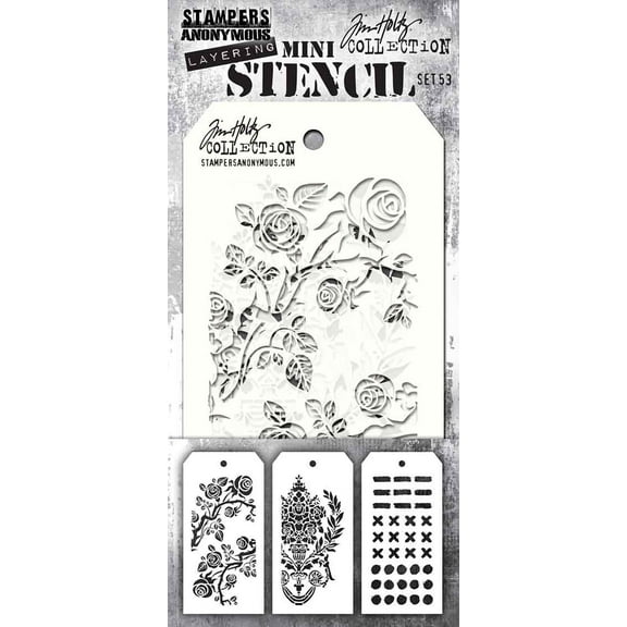 Tim Holtz Mini Layered Stencil Set 3/Pkg-Set #53