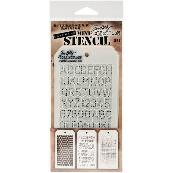 Tim Holtz Mini Layered Stencil Set 3/Pkg-Set #8
