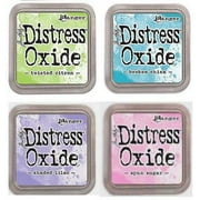 Tim Holtz Ranger Distress Oxide Ink Bundle - Four 3" x 3" Pads L - Lights Twisted Citron, Broken China, Shaded Lilac, and Spun Sugar