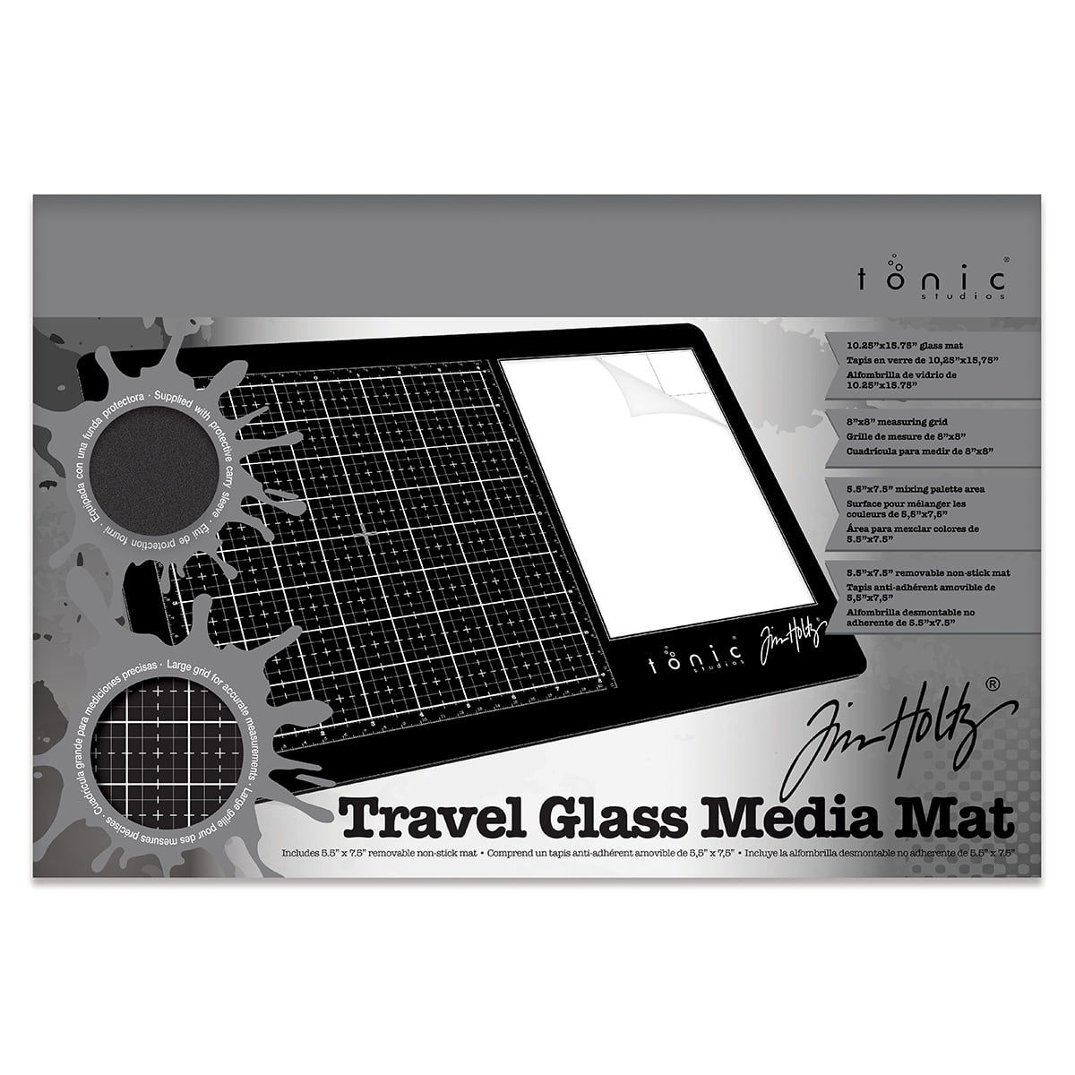 Tim Holtz Travel Glass Media Mat 10.25"X15.5"-