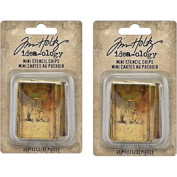 Tim Holtz idea-Ology Mini Stencil Chips, 2 Packages, Total 70 Pieces
