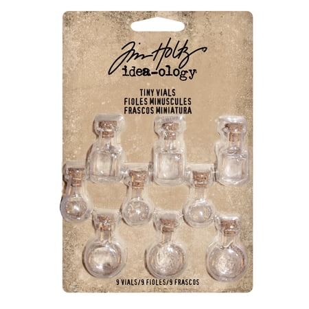 Tim Holtz idea-ology Assorted Shapes Tiny Vials, 9 pack