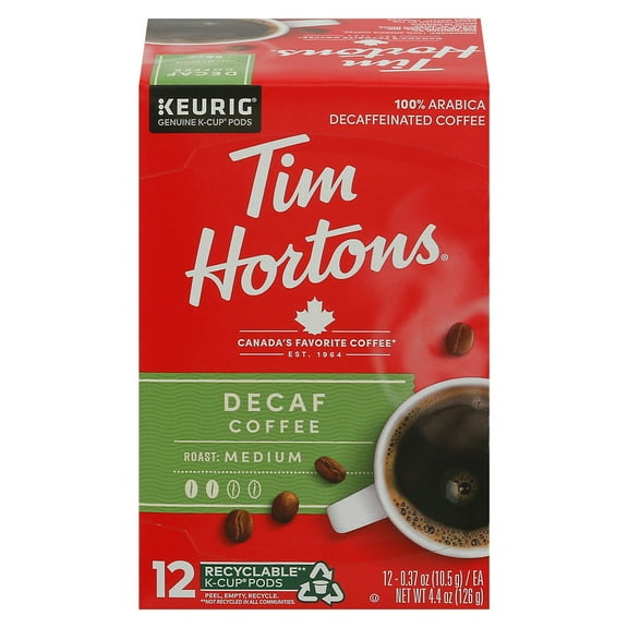 Tim Horton Decaf Single Serve Coffee 100% Arabica 12 Pieces 4.44 oz (Pack Of 6)
