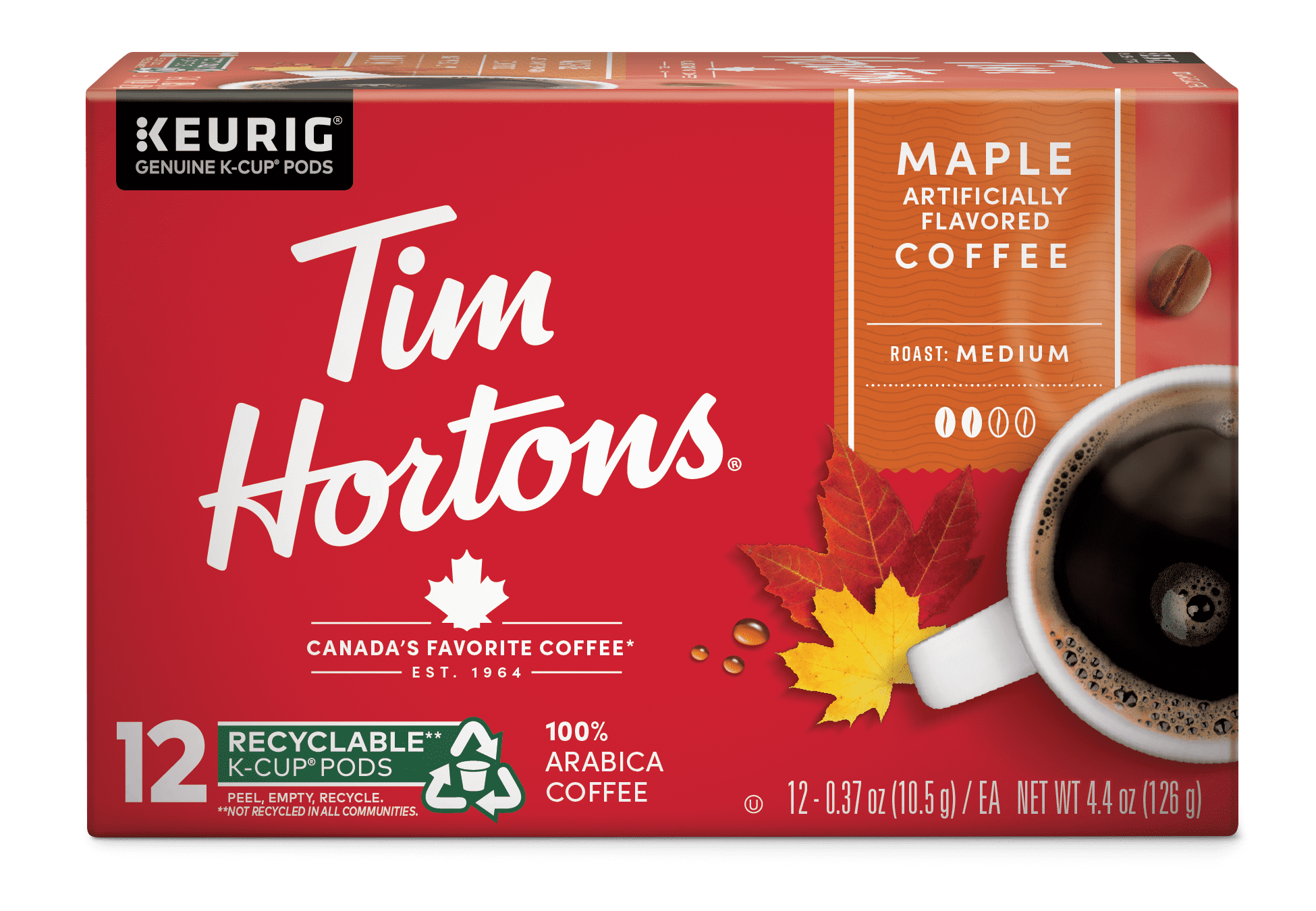 Tim Hortons, Maple, K-Cup Coffee Pods, Medium Roast, 12 Count