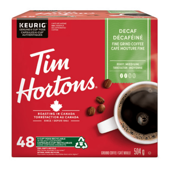 Tim Hortons Coffee Pods Decaf Single Serve K-Cups 48ct