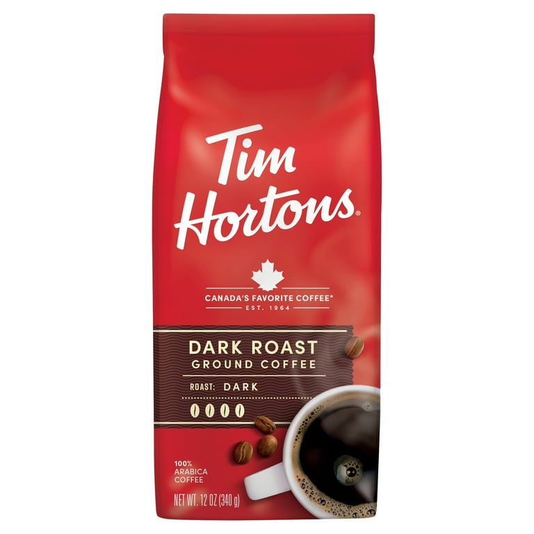 Tim Hortons Dark Roast Ground Coffee, 100% Arabica, 12 oz Tim Hortons Dark Roast Ground Coffee, 100% Arabica, 12 oz