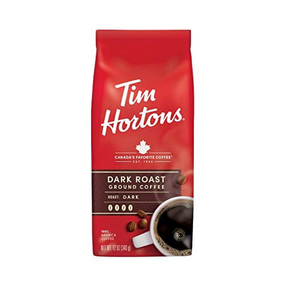 Tim Hortons Dark Roast, Rich Ground Coffee, Perfectly Balanced, Always Smooth, Made with 100