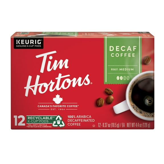 Tim Hortons, Decaf, K-Cup Coffee Pods, Medium Roast, 12 Count