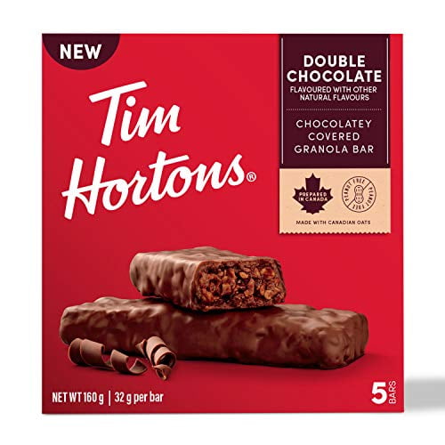 Tim Hortons Double Chocolate Granola Bars, Peanut Free, 5 Count, {Imported from Canada}