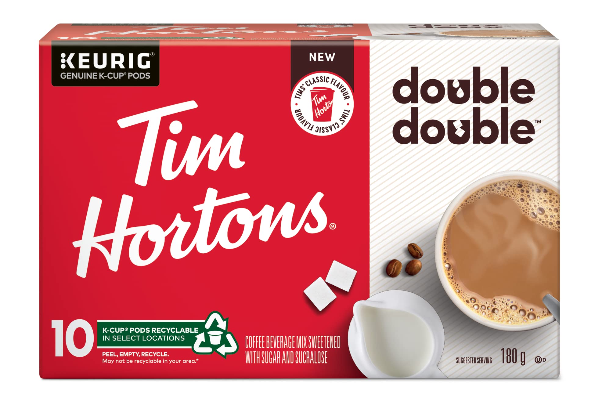 Tim Hortons Double Double Coffee, Recyclable Single Serve Keurig KCup