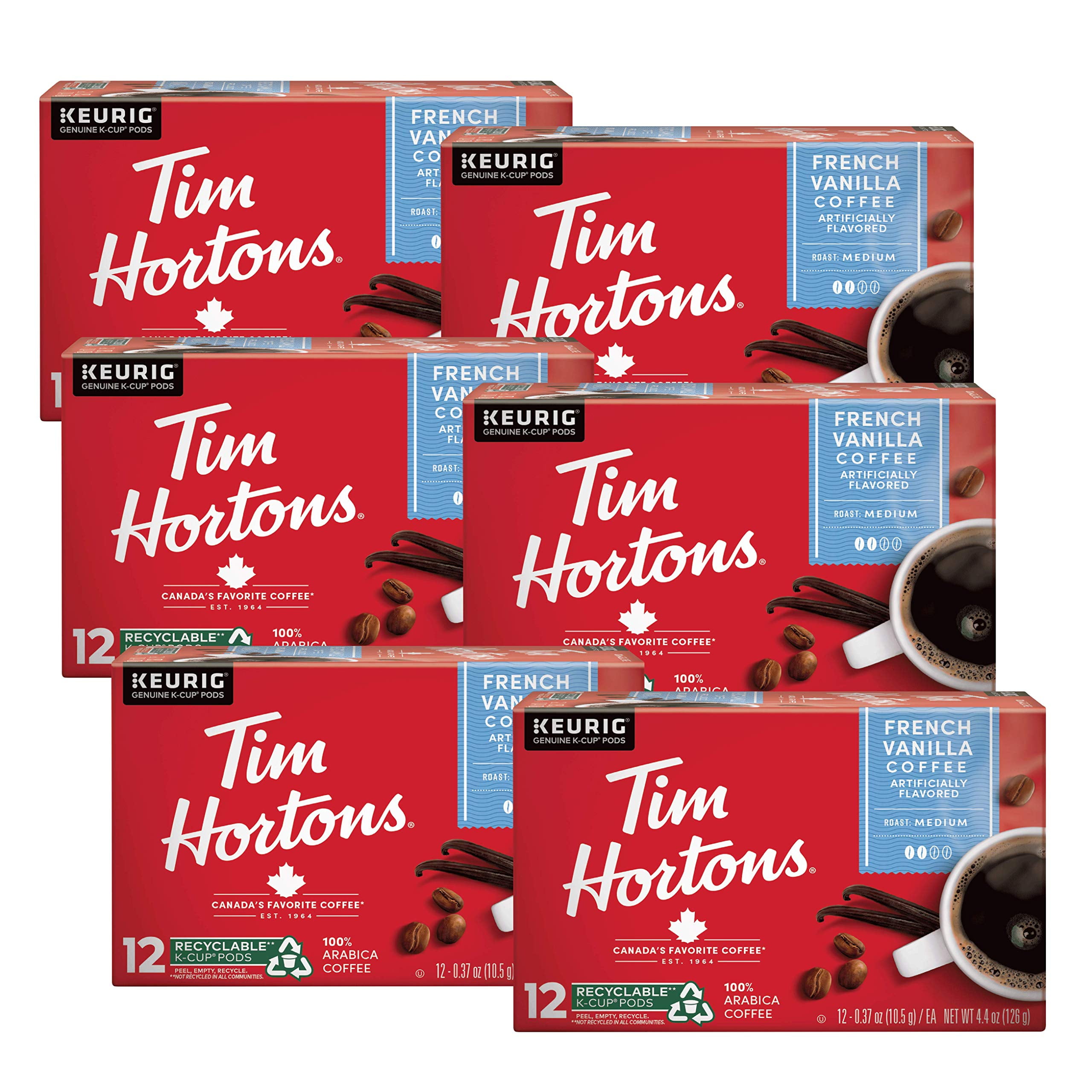 Tim Hortons French Vanilla Coffee, SingleServe KCup Pods Compatible