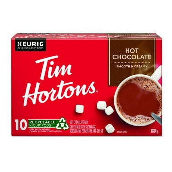 Tim Hortons Hot Chocolate, Single Serve Keurig Certified K-Cup Pods for Keurig Brewers, 10 Count