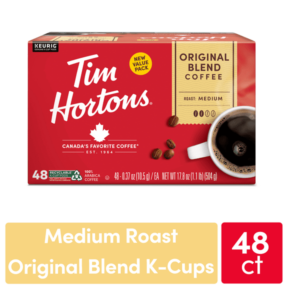 Tim Hortons Original Blend Medium Roast Keurig Coffee Pods, 48 Ct