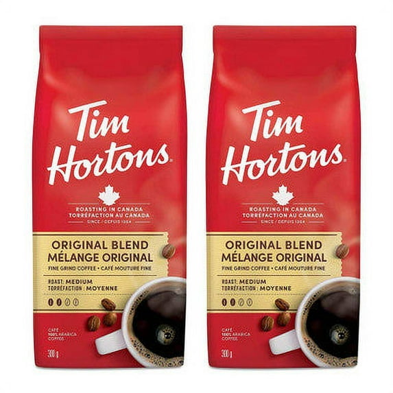 Tim Hortons Original Coffee, Fine Grind Bag, Medium Roast, 300g/10.6oz, 2-Pack {Imported from Canada}