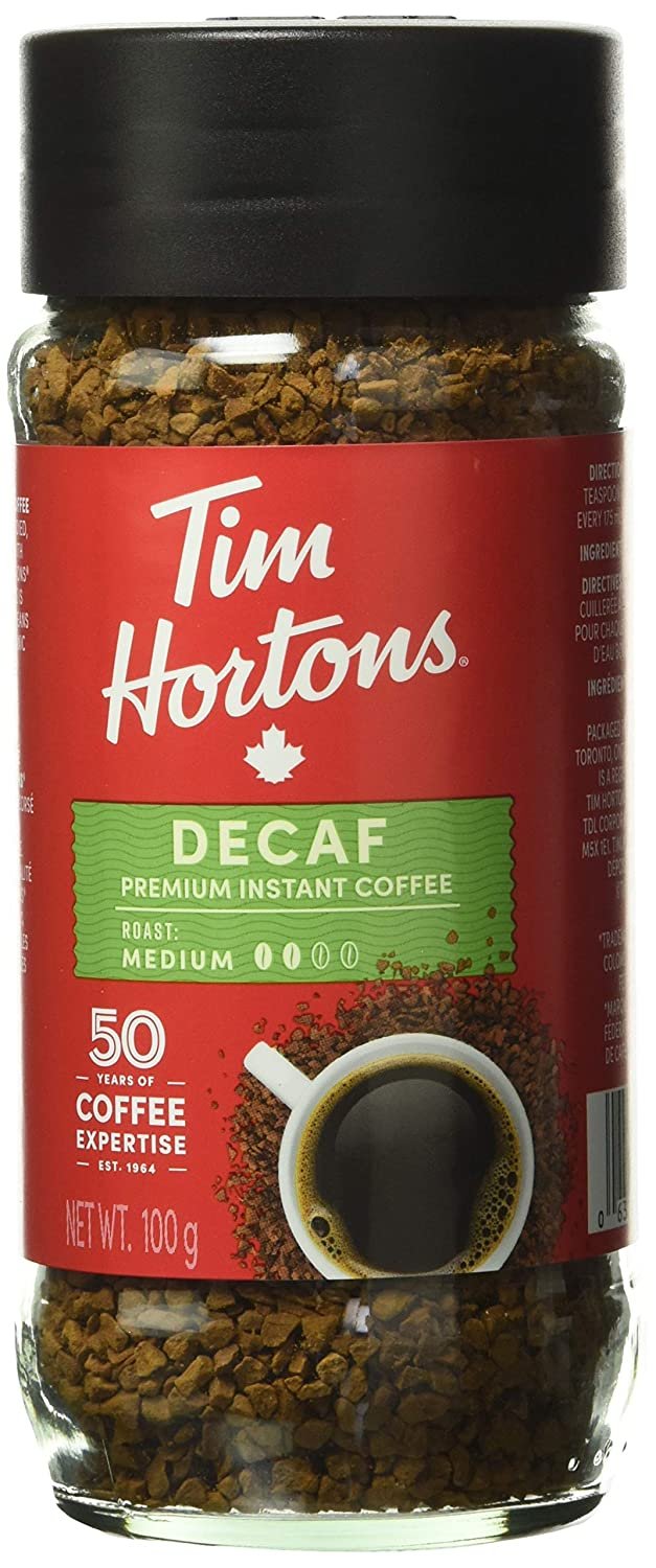 Tim Hortons Premium Instant Coffee (Decaf), 100g/3.5oz., {Imported from Canada}