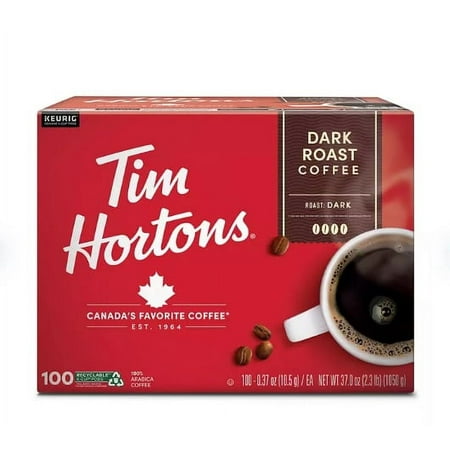 Tim Hortons Premium Dark Coffee, Dark Roast (100 ct.)