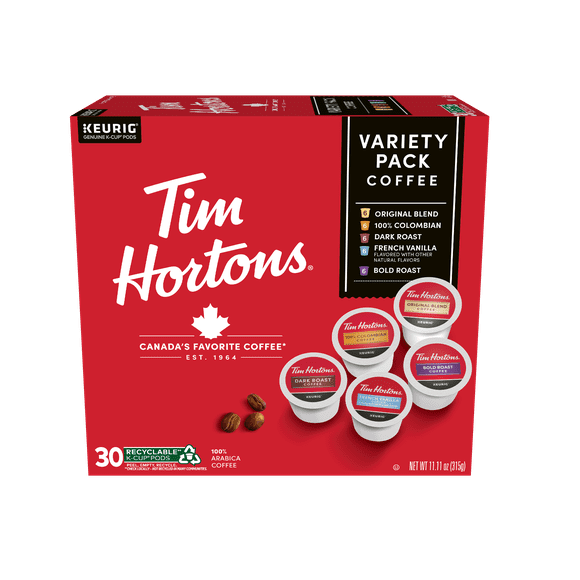 Tim Hortons Variety Pack Single Serve Coffee Pods, 30ct