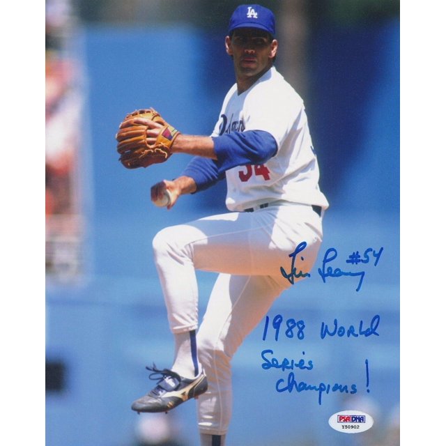 Tim Leary Signed Dodgers 8x10 Photo 1988 World Series Champions" PSA