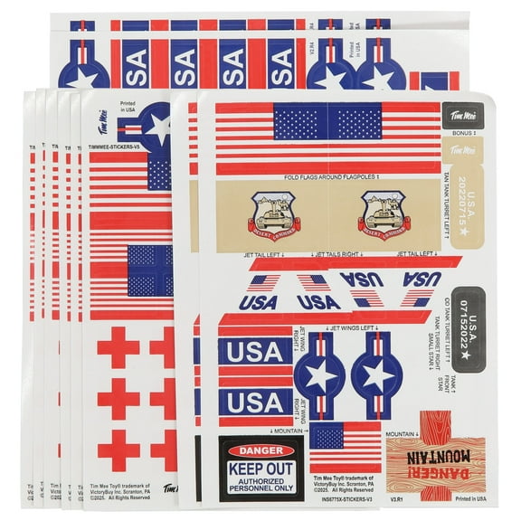 Tim Mee Toy Plastic Army Sticker Sheets for Tanks, Trucks, Aircraft - Ships Free