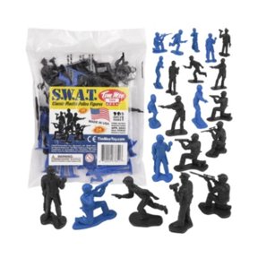 Tim Mee Toy SWAT Plastic Army Men - 24 Black and Blue Police Figures US Made