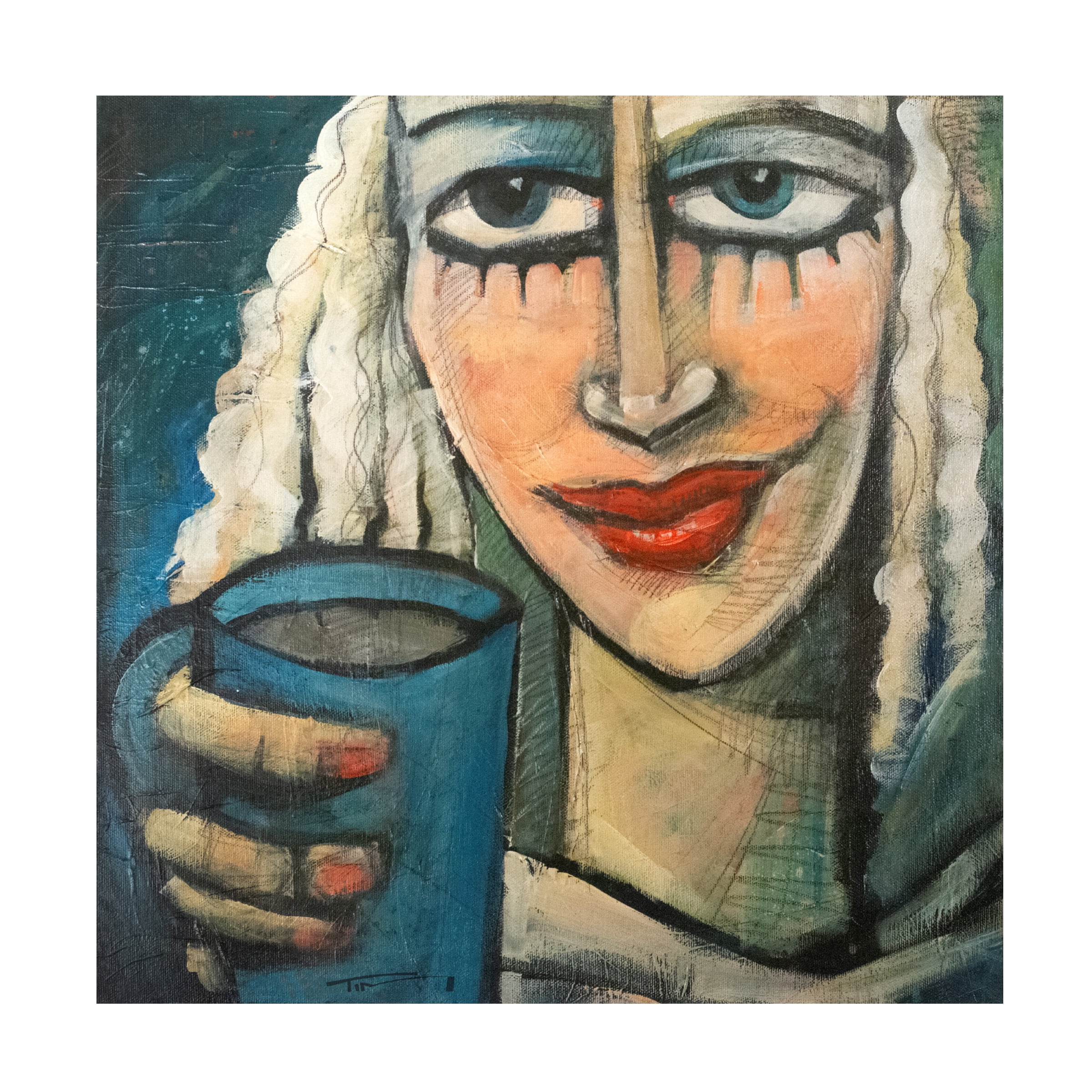 Tim Nyberg 'Liz With Coffee' Canvas Art