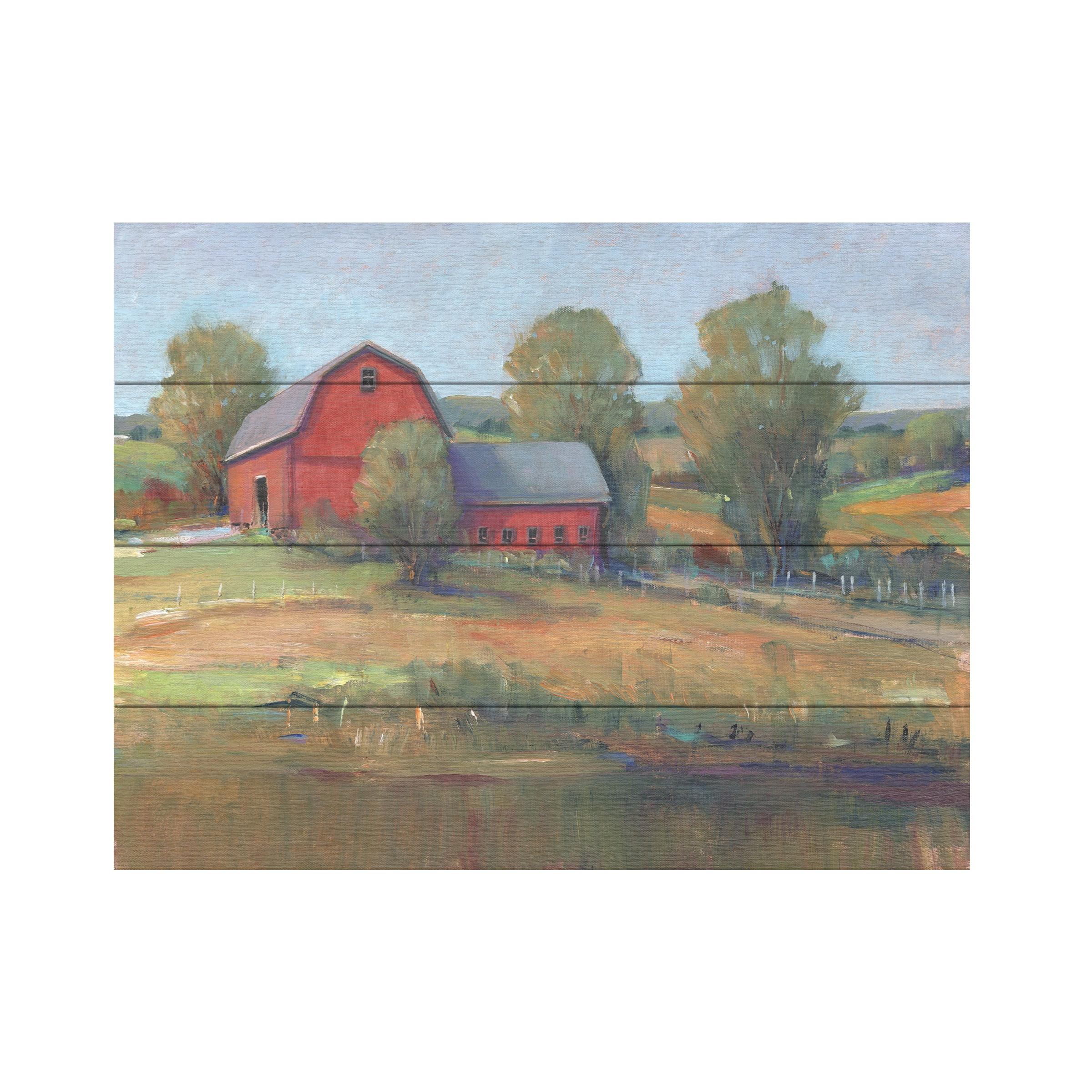 Tim O'Toole Country Barn Landscape Art on Hardwood Canvas