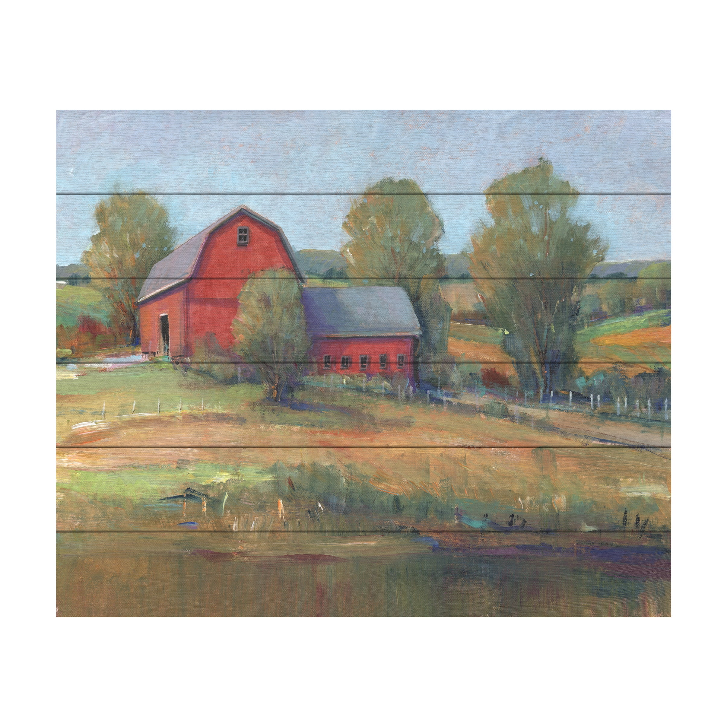 Country Barn Landscape on Hardwood Canvas, 18x22