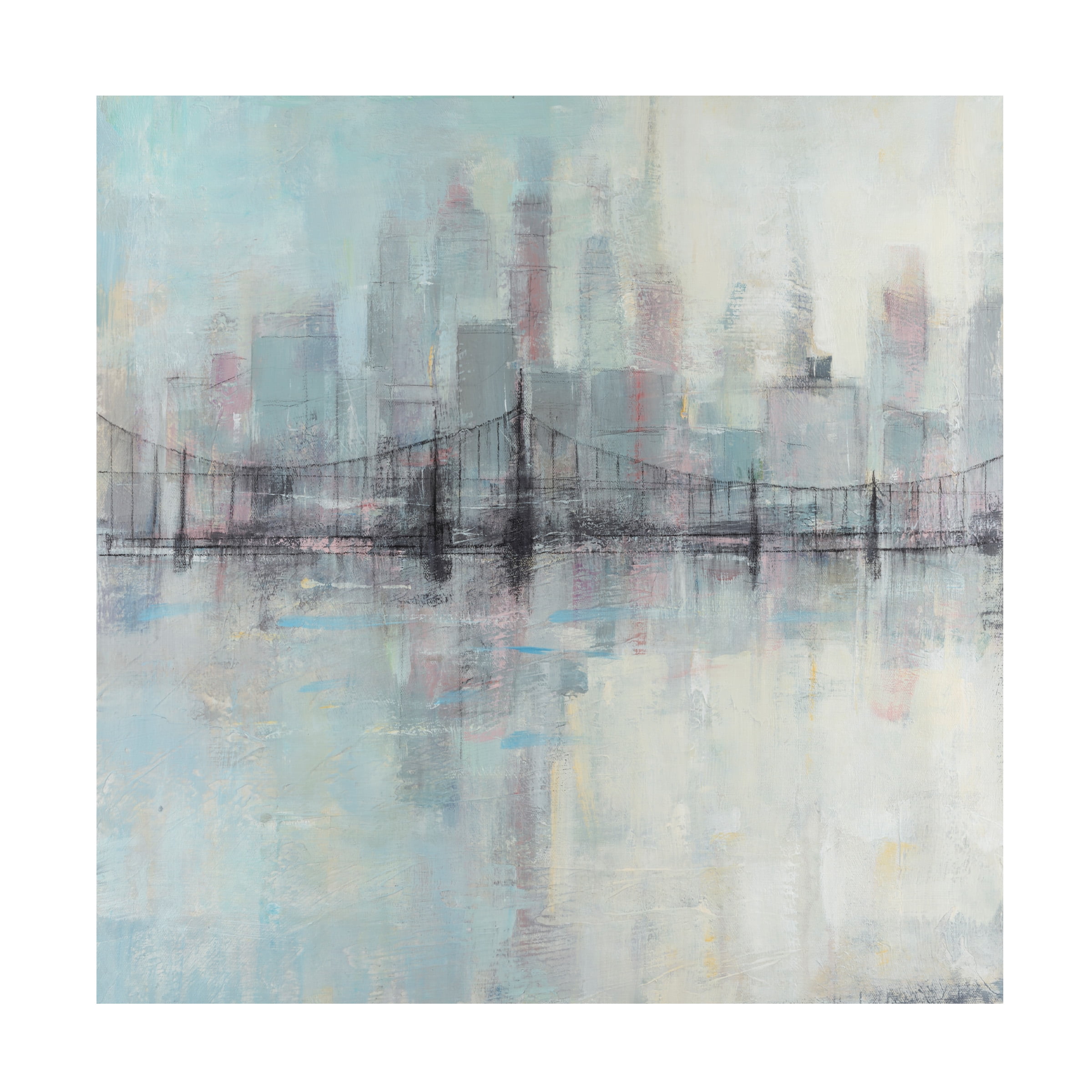 Pastel Cityscape Canvas Art in Soft Hues, 24" x 24"