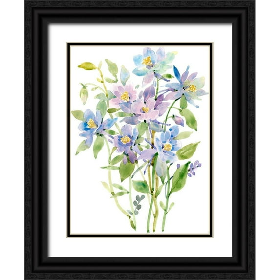 Tim OToole 25x32 Black Ornate Wood Framed with Double Matting Museum Art Print Titled - Columbine Spray II